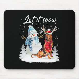 Tapis De Souris Bloodhound Père Noël Chien Noël Snowman Xmas Pajam