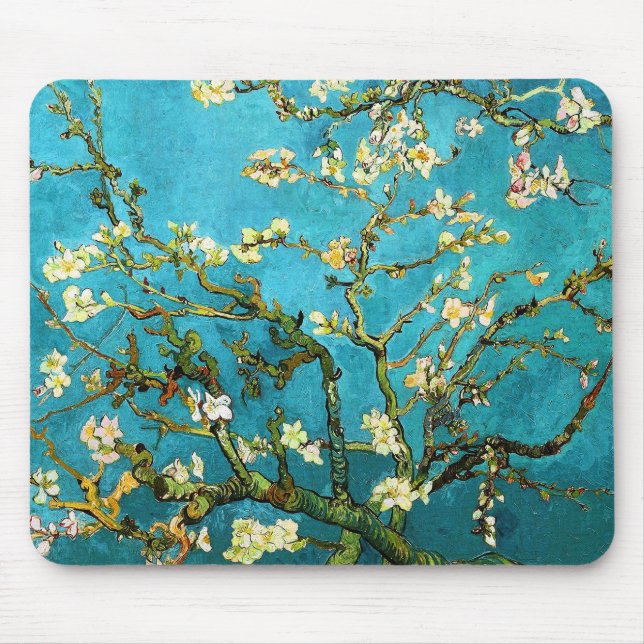 Tapis De Souris Blossoming Almond Tree Van Gogh Fine Art (Devant)