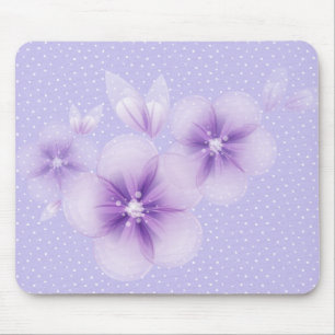 Tapis De Souris Blossoms violets sur la carte de souris à points