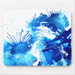Tapis De Souris Blue Acrylic Inks Floral Weird Abstract Painting
