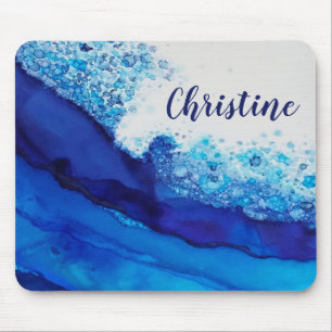 Tapis De Souris Blue Alcohol Encre Moderne Simple Nom élégant