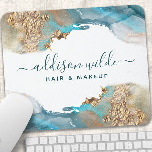 Tapis De Souris Blue And Gold Modern Art Liquid Watercolor Ink