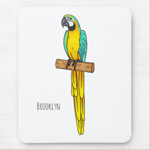 Tapis De Souris Blue-and-yellow macaw bird cartoon illustration