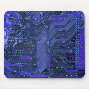 Tapis De Souris Blue Cyber Circuit Board Tech Electronique