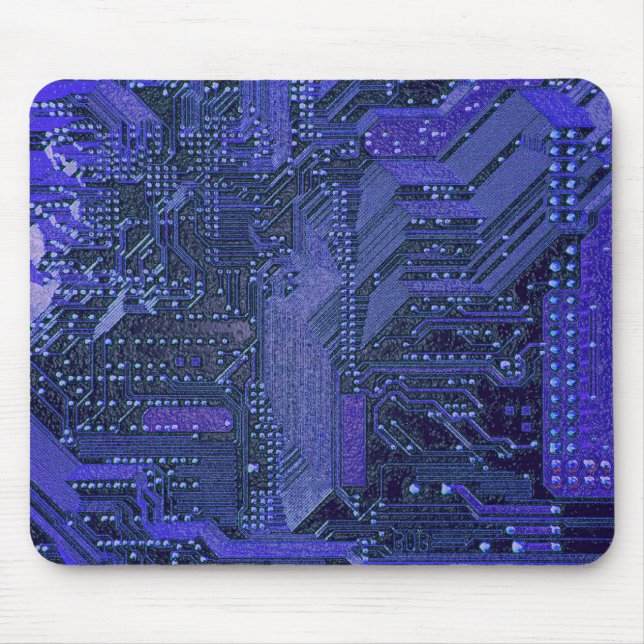 Tapis De Souris Blue Cyber Circuit Board Tech Electronique (Devant)