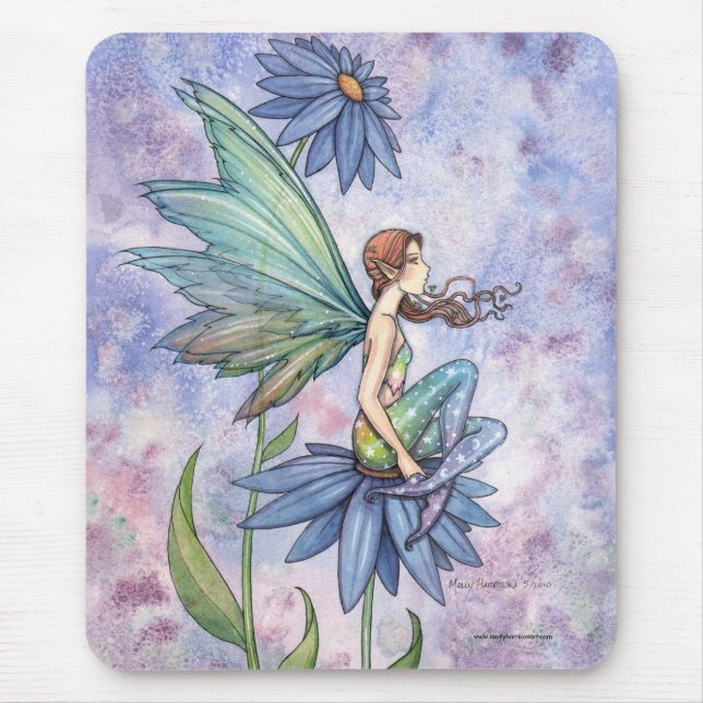 Tapis De Souris Blue Daisy Fairy Mousepad by Molly Harrison (Devant)
