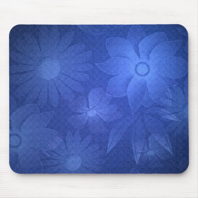 Tapis De Souris Blue Floral Deco Mousepad (Devant)