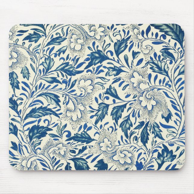 Tapis De Souris Blue Floral Pattern Antique Asian Design (Devant)