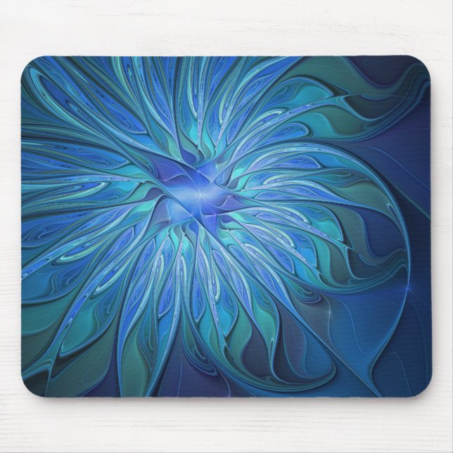 Tapis De Souris Blue Flower Fantasy Pattern, Abstract Fractal Art (Devant)
