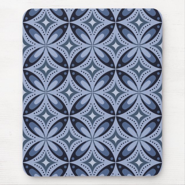 Tapis De Souris Blue Geometric Pattern Retro Style (Devant)