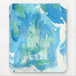 Tapis De Souris Blue Green White Marble Look Modern Abstract