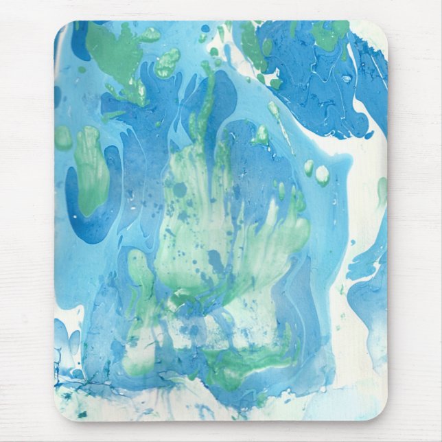 Tapis De Souris Blue Green White Marble Look Modern Abstract (Devant)