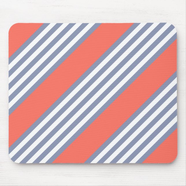 Tapis De Souris Blue-grey five stripe pattern with living coral (Devant)