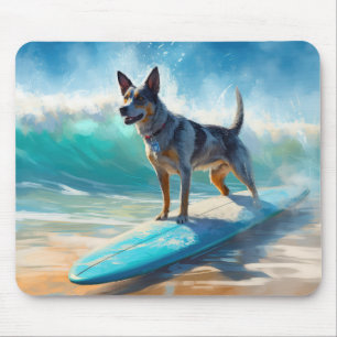 Tapis De Souris Blue Heeler Beach Surfing Peinture