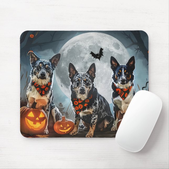 Tapis De Souris Blue Heeler Halloween Épouvantable (Avec souris)