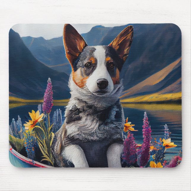 Tapis De Souris Blue Heeler sur une pagaie : une aventure Pittores (Devant)