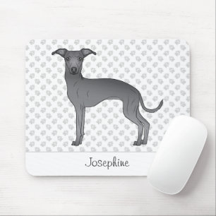 Tapis De Souris Blue Italian Greyhound Cute Dog Avec Nom Personnal