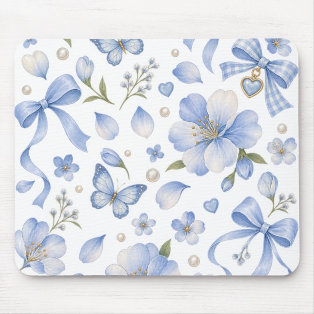 Tapis De Souris Blue Meadow Bows & Blooms (Devant)