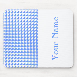 Tapis De Souris Blue Modern Houndstooth avec nom