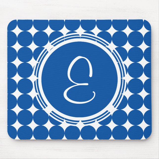 Tapis De Souris Blue Polka Dot Monogram (Devant)