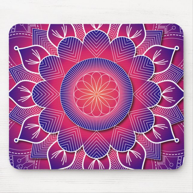Tapis De Souris Blue Purple Traditional Mandala Design     (Devant)