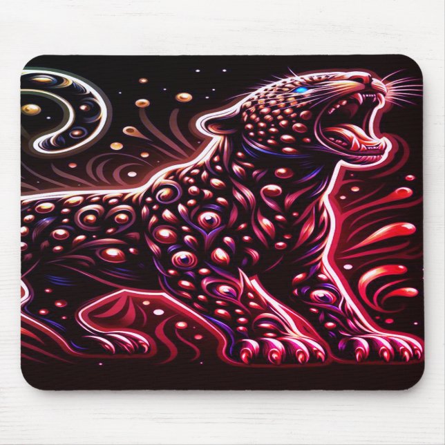 Tapis De Souris Blue + Red Spotted Leopard On Thick Laptop Tablet (Devant)