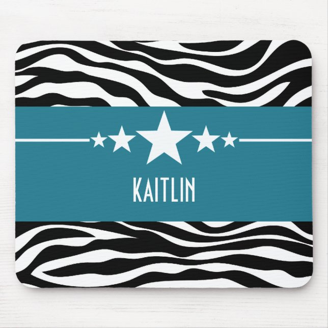 Tapis De Souris Blue Sassy Star Zebra Mousepad (Devant)