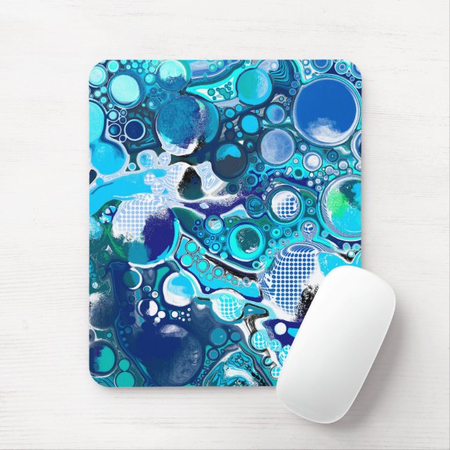 Tapis De Souris Blue Sea Bubbles Abstract Art (Avec souris)
