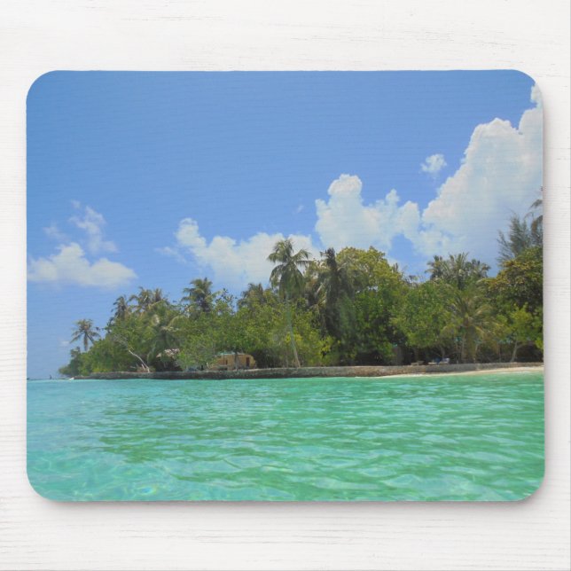 Tapis De Souris Blue Sea Sky White Nuages Maldives Modèle (Devant)