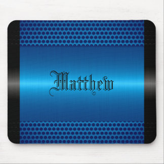 Tapis De Souris Blue Shiny Stainless Steel Metal Look