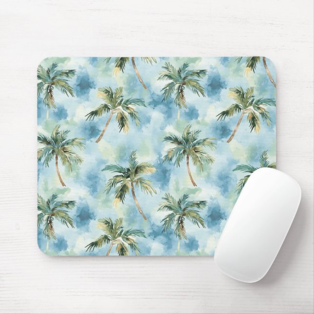 Tapis De Souris Blue Skies Tropical Island Palm Trees   (Avec souris)