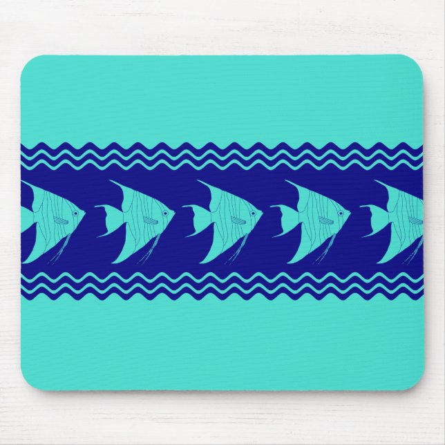Tapis De Souris Blue Turquoise Coastal Angelfish Stripes (Devant)