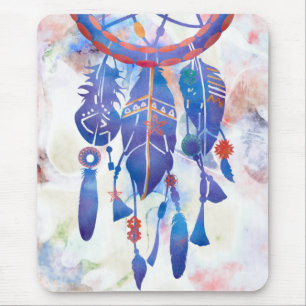 Tapis De Souris Blue Watercolor Dreamcatcher Modern Boho