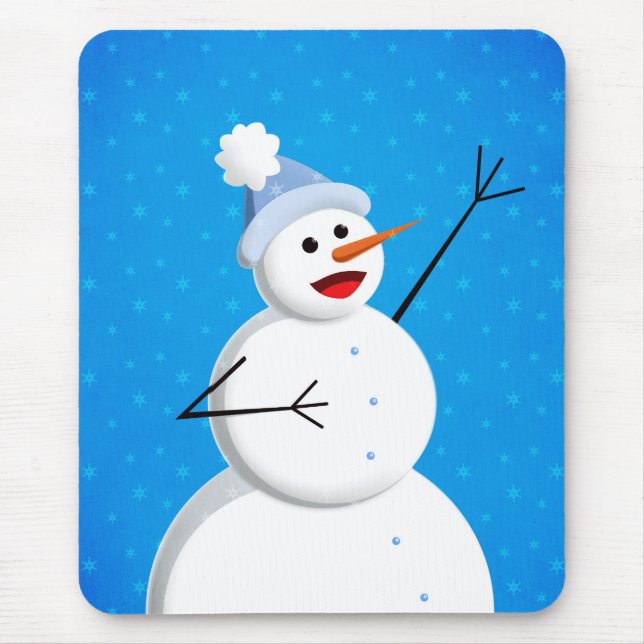 Tapis De Souris Blue Winter Happy Snowman (Devant)