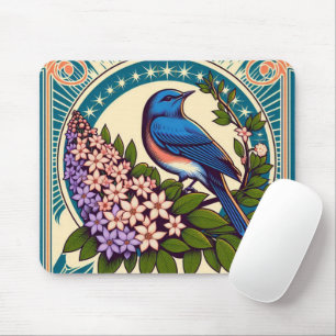 Tapis De Souris Bluebird de montagne Idaho et les fleurs de Syring
