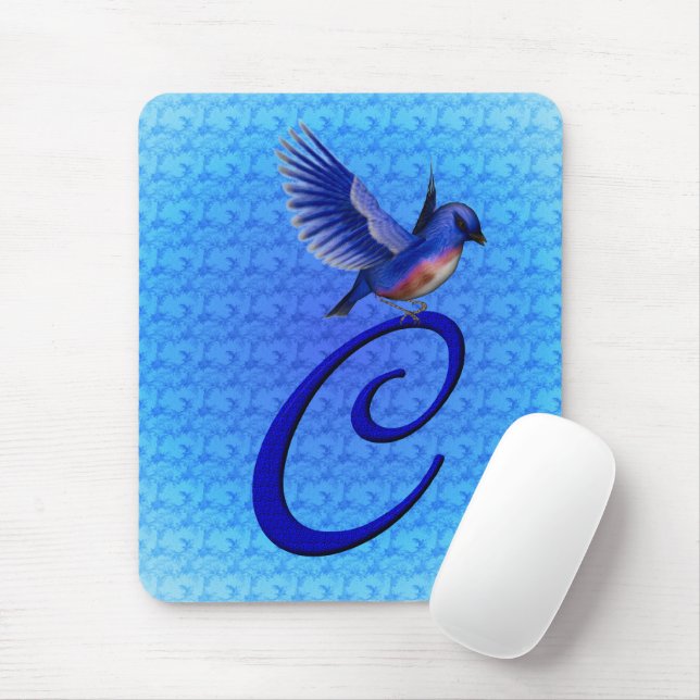 Tapis De Souris Bluebird Elegant Monogramme Initiale C (Avec souris)