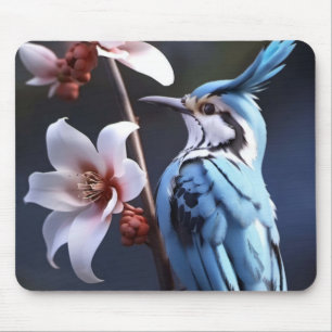 Tapis De Souris Bluejay et Fleurs