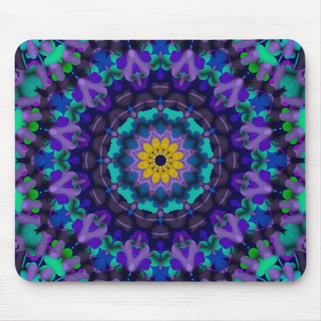 Tapis De Souris Blues pourpres Tournesol Art géométrique Mousepad (Devant)