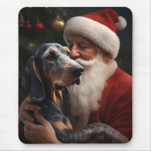 Tapis De Souris Bluetick Coonhound avec le Père Noël Noël
