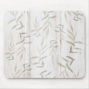Tapis De Souris Blush Bois Blanc Botanique de Ferme Feuilles Rusti