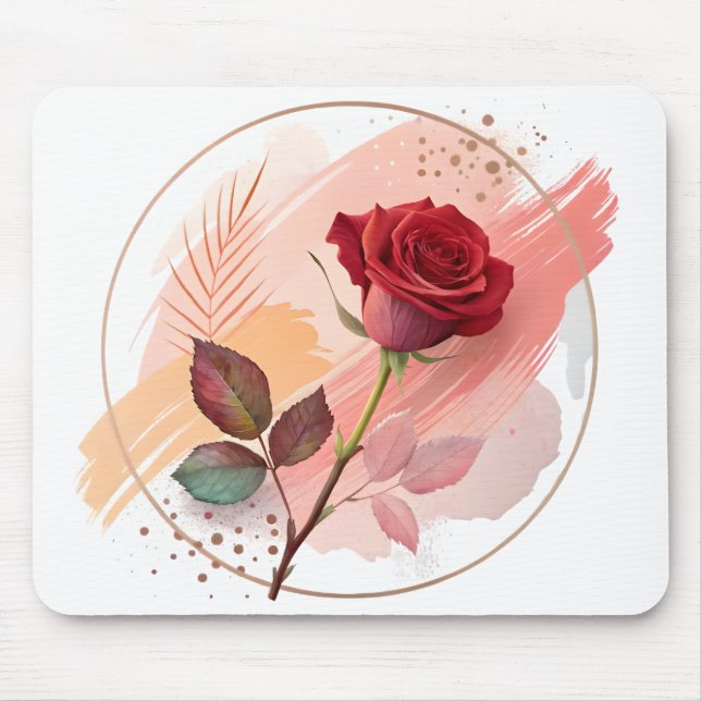Tapis De Souris Blush Éternel : Une Rose Moderne en Harmonie Abstr (Devant)