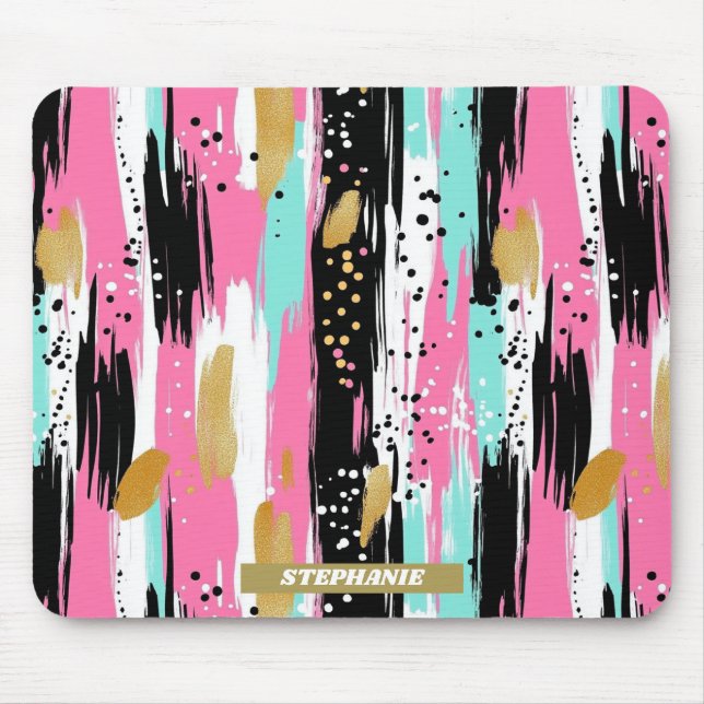 Tapis De Souris Blush Mint Or Luxe Abstrait (Devant)