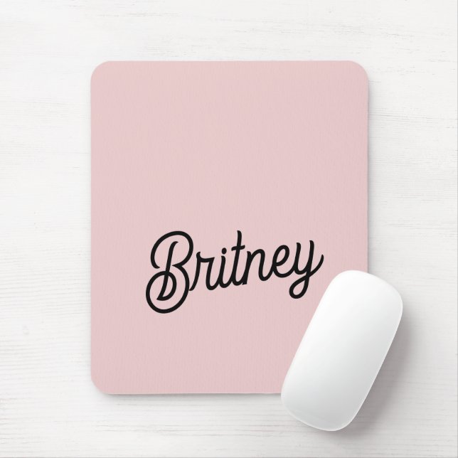 Tapis De Souris Blush Moderne Poussiéreux Monogramme et Nom  (Avec souris)