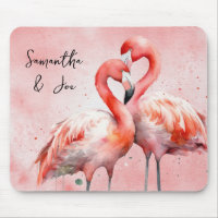 Blush Pink Flamingo Pair Watercolor