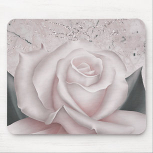 Tapis De Souris Blush Rose Blanche Glam Moderne Marbre Shabby Chic