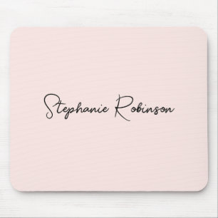 Tapis De Souris Blush Rose Élégant Monogramme Personnalisé Script