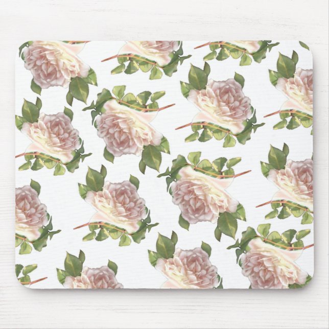 Tapis De Souris Blushing Ivory Peach Rose (Devant)