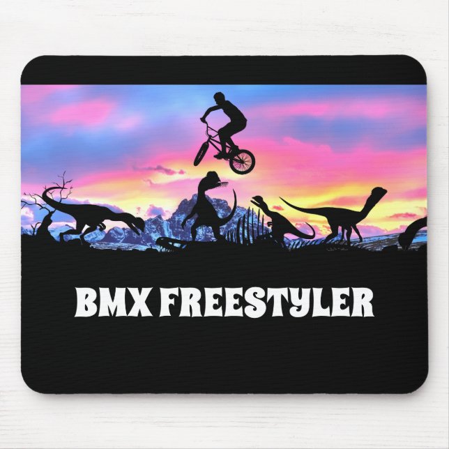 Tapis De Souris BMX Freestyler with Dinosaurs     (Devant)