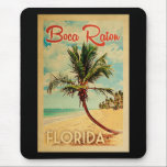 Tapis De Souris Boca Raton Florida Palm Tree Beach Vintage voyage<br><div class="desc">Boca Raton Florida design de style Vintage voyage avec un palmier sur la plage avec océan et ciel.</div>