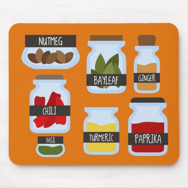 Tapis De Souris Bocaux d'épices colorés style cuisine (Devant)